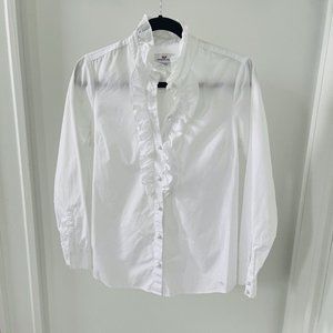 Vineyard Vines White Button Down with Ruffles